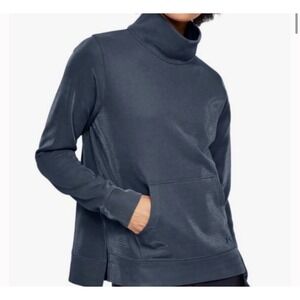 Under Armour ColdGear Funnel Neck Sweatshirt Women Small Grey Metallic Loose Fit